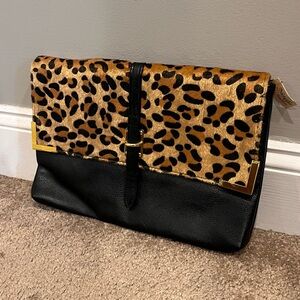 Natasha Couture Leopard Print and Black Leather Women's Bag